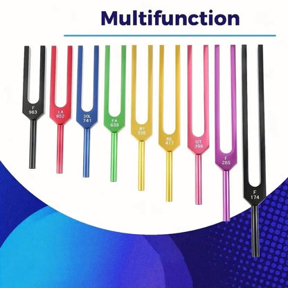 9pcs Chakra Tuning Fork Set - Frequencies for Healing & Meditation