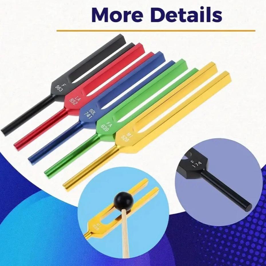 9pcs Chakra Tuning Fork Set - Frequencies for Healing & Meditation