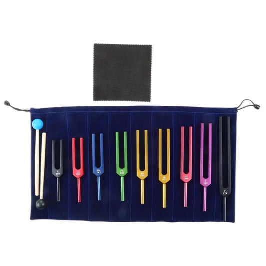 9pcs Chakra Tuning Fork Set - Frequencies for Healing & Meditation